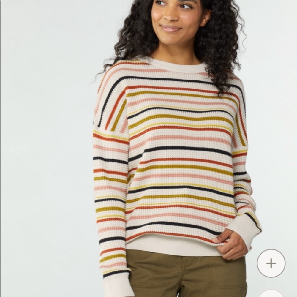REI Women Waffle Wallace Lake Ridge Long Sleeve Crew Stripe Sz L